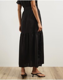 Atmos&Here - Margot Satin Short Sleeve Midi Dress