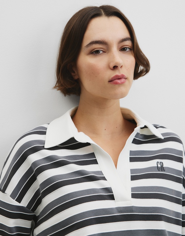 Country Road - Australian Grown Cotton Stripe Texture Rugby Sweat