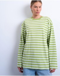 TOPSHOP - Stripe LS Slouchy Skater Tee