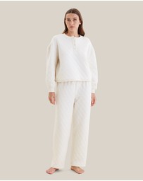 Papinelle - Quilted Cotton Henley Long Sleeve Top