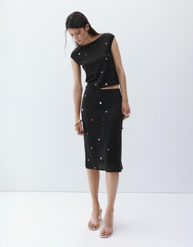 M.N.G - Short-Sleeve Sequin Top