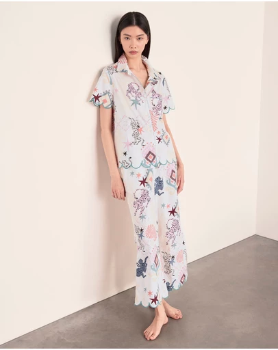 Chelsea Peers - Cotton Poplin Ikat Long Pyjama Set