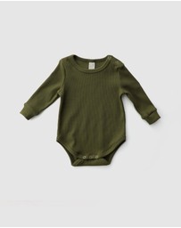 WITH LOVE FOR KIDS - Basics Thick Ribbed Long Sleeve Onesie - Babies