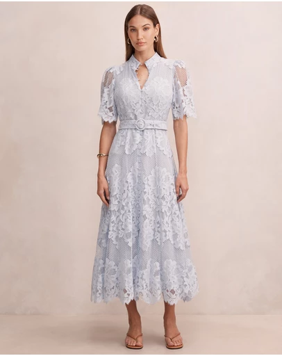 Forever New - Liberty Flutter Sleeves Lace Midi Dress