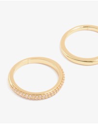 Lovisa - Gold Plated Cubic Zirconia Band Rings 3-Pack
