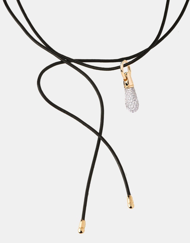 PDPAOLA - Pave Drop Pendant Leather Necklace