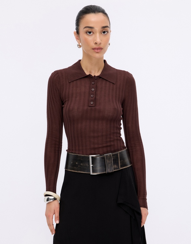 Minima Esenciales - Marigold Rib Knit Polo