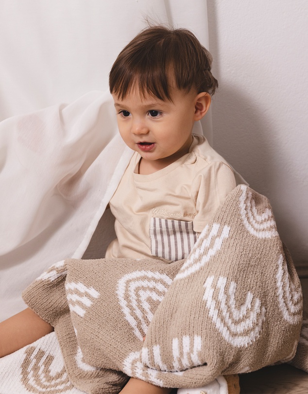 Living Textiles - Chenille Blanket - Rainbow Taupe