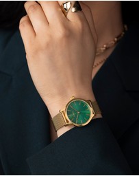 TIMEX - Womens 31mm Transcend Gold-tone Case and Bracelet with Green Dial