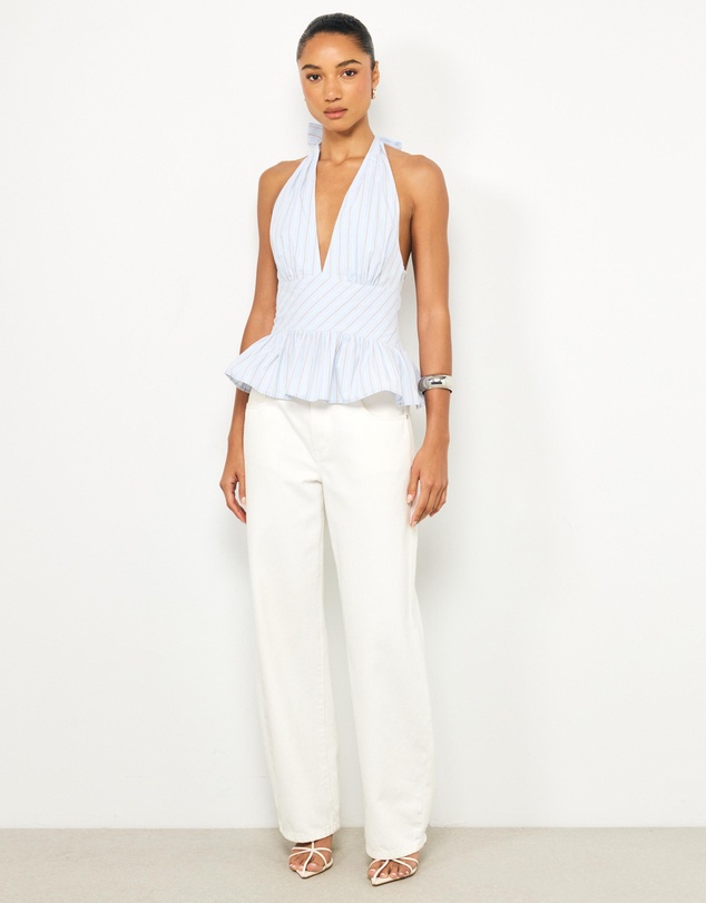AERE - Halle Striped Halter Top