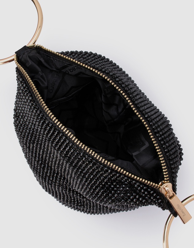 Olga Berg - Ellie Crystal Mesh Ring Handle Bag