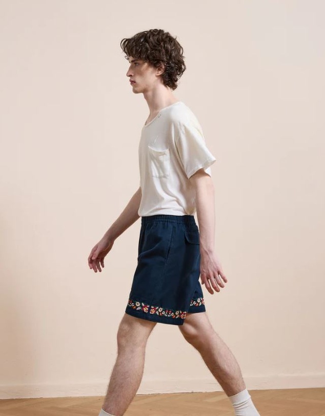 Found - Embroidery Twill Floral Shorts