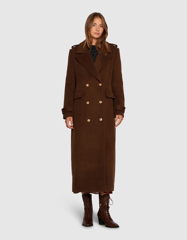 Belle & Bloom - Command Wool Blend Double Breast Maxi Coat