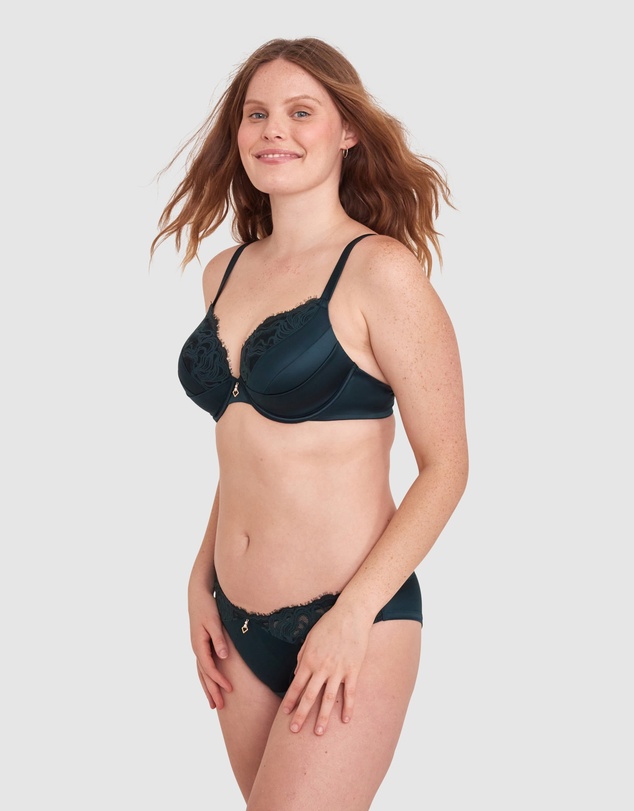 Bras N Things - Rosaria Lightly Lined Bra-Dark Green