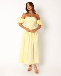 Petal & Pup - Solana Off Shoulder Midi Dress - Yellow