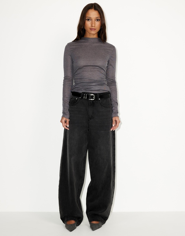 Dazie - Laid-Back Semi Sheer Long Sleeve Top
