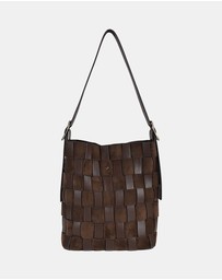 PETA AND JAIN - Roni Suede/PU Woven Bucket Bag