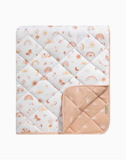 Living Textiles - Reversible Organic Quilted Cot Comforter- Bohemian Bliss