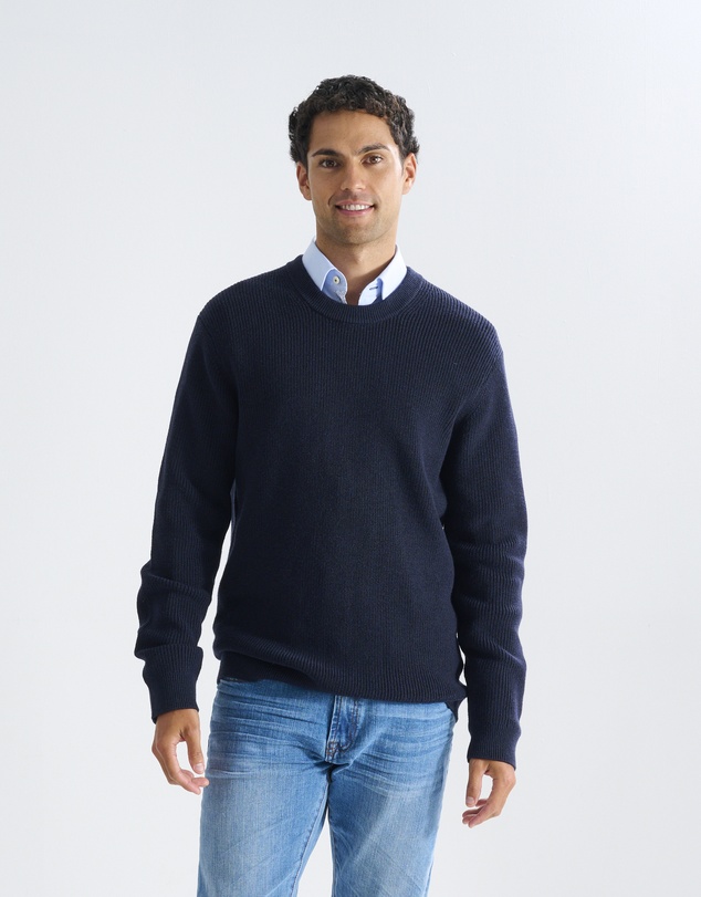 3 Wise Men - 3 Wise Men Drake Crew Neck Wool Blend Knit - Deep Navy