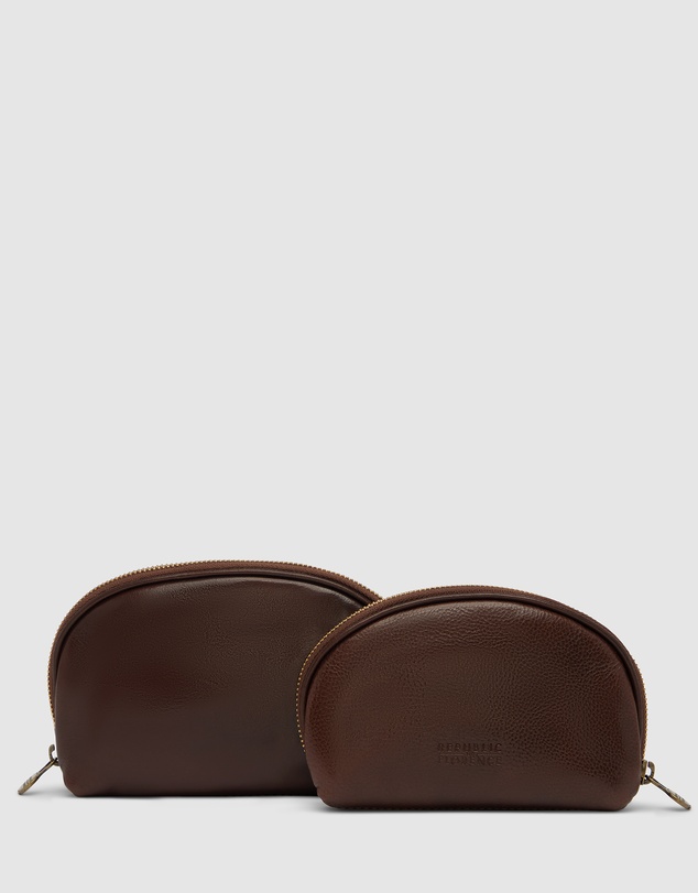 Republic of Florence - Duo Brown Leather Pouch Set