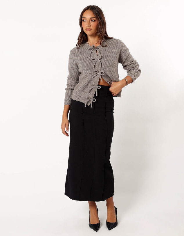 Petal & Pup - Wilde Bow Front Cardigan - Light Grey