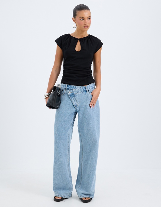 Calli - Ray Keyhole Jersey Top