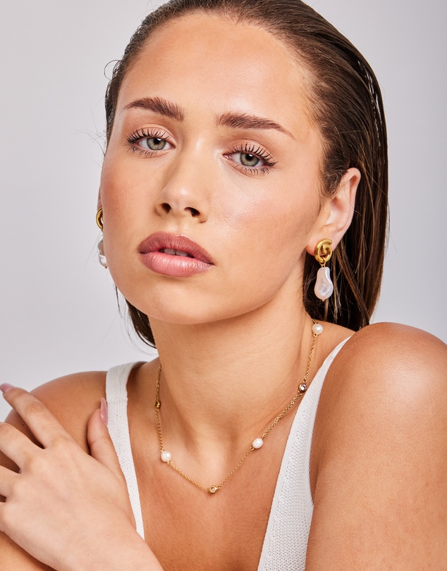 Zoe Olivia - Waterproof Spiral Stud Pearl Drop Earrings