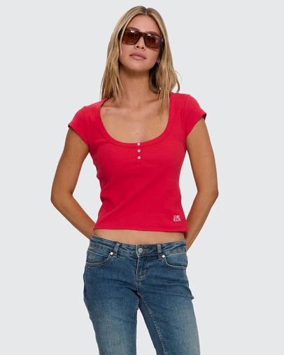 Thrills - Rib Portrait Neck Henley Tee
