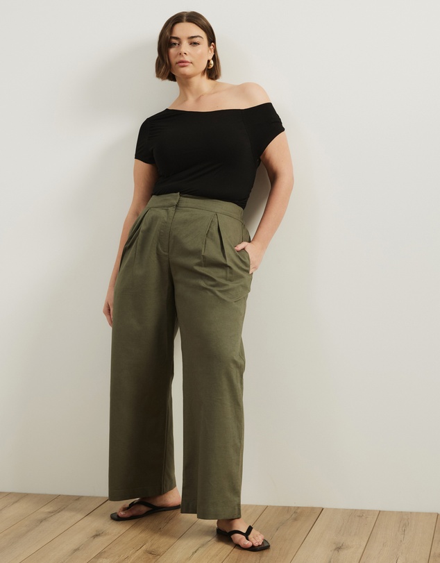 Atmos&Here Curvy - Clara Cotton Linen Tailored Pants