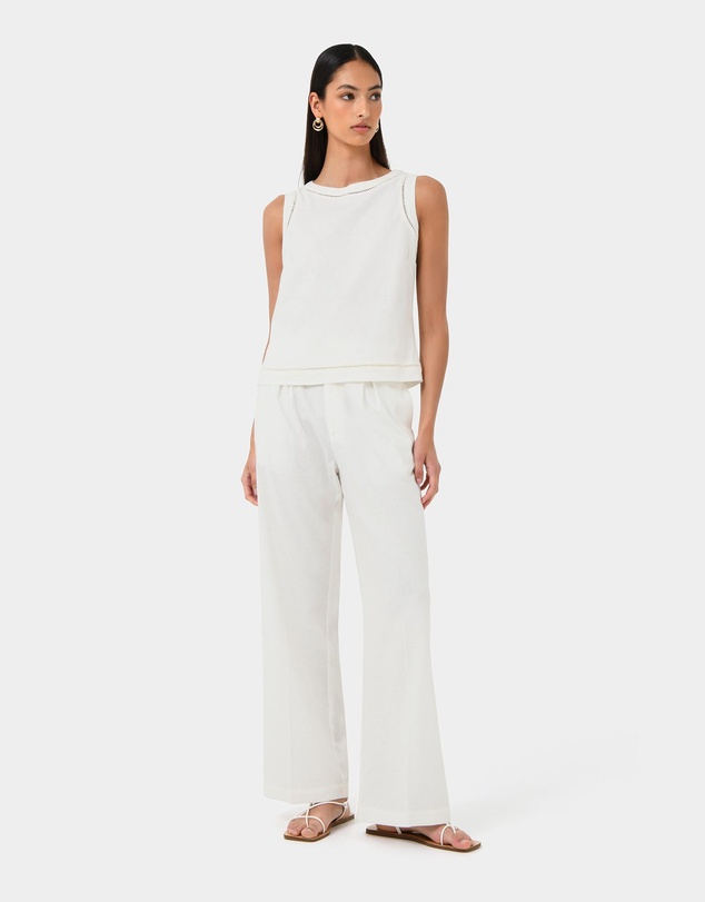 Forcast - Perry Linen Embroidery Top
