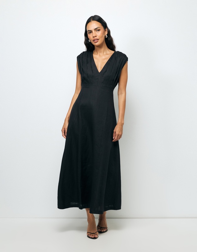 AERE - Rhae V Neck Midi Dress