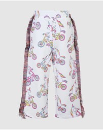 Rock Your Kid - Unicorn Bike Funky Fringe Track Pant in Cream