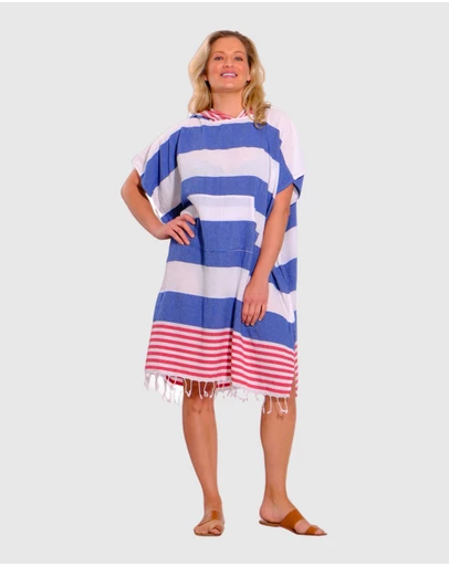 Tolu Australia - Adult Hooded Beach Towel in Sailor Blue – Quick-Dry Swim Poncho for Swimming & Surfing
