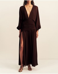 Shona Joy - Amina Balloon Sleeve Plunged Maxi Dress