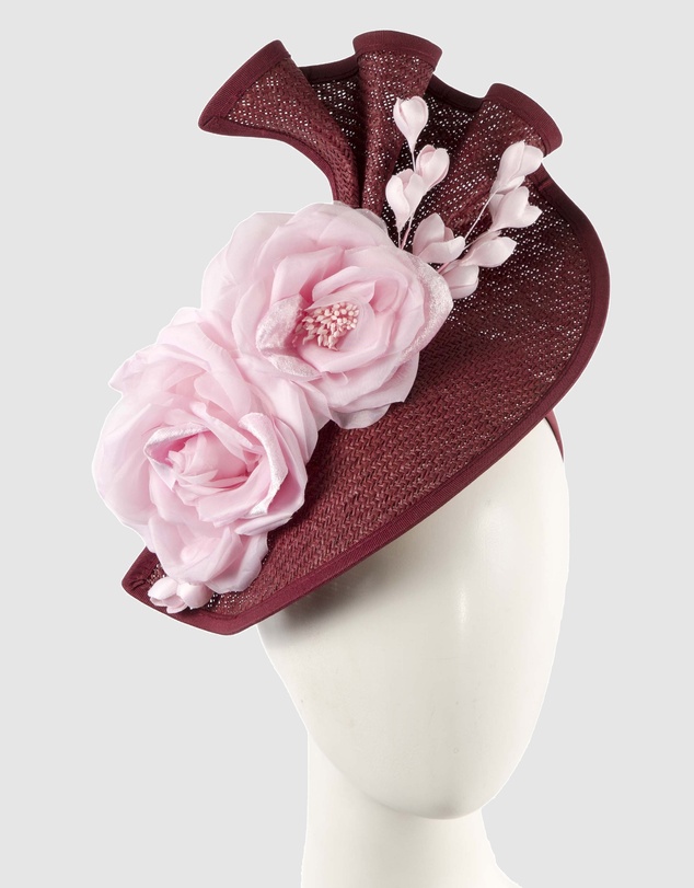 Fillies Collection - Bespoke Sculpted Natural Fuchsia Racing Fascinator