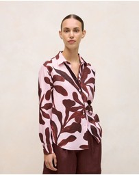 Trenery - Wakame Linen Long Sleeve Shirt in Light Pink