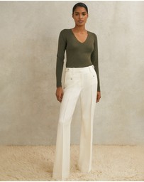 REISS - ATELIER Athena Wool Stud Flared Trousers