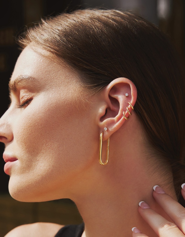 Ania Haie - Gold Tube Small Huggie Hoop Earrings