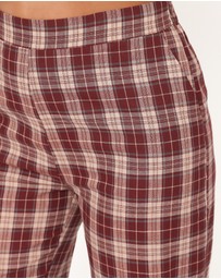 Petal & Pup - Kaelia Frill Hem Straight Pant - Burgundy Plaid
