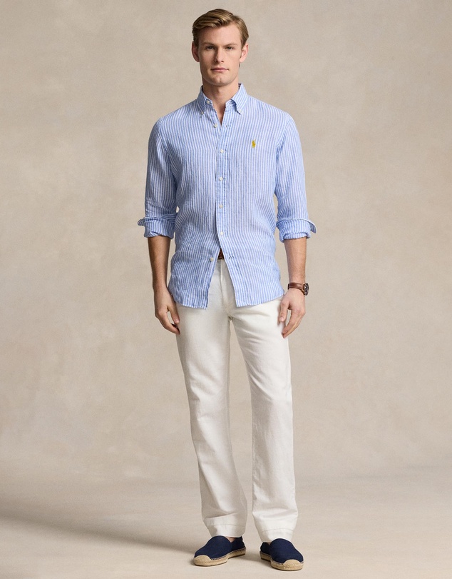 Polo Ralph Lauren - Custom Fit Striped Linen Shirt- ICONIC EXCLUSIVE