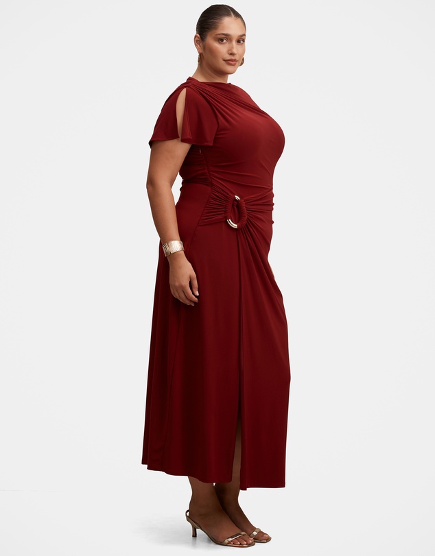 Forever New Curve - Fiora Curve Short Sleeves Hardwear Midi Dress