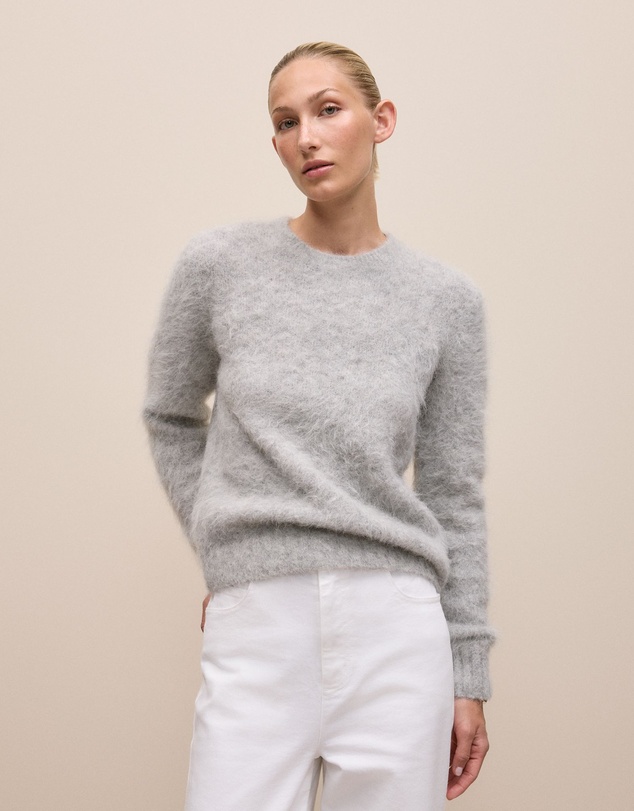 Trenery - Brushed Alpaca Pullover in Light Grey Melange