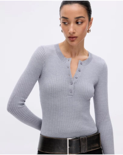 Minima Esenciales - Wren Merino Wool Rib Knit Top