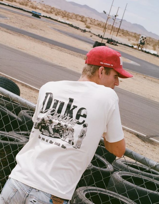 Duke + Dexter - DR3 Grey Pit Stop Vintage White T-Shirt