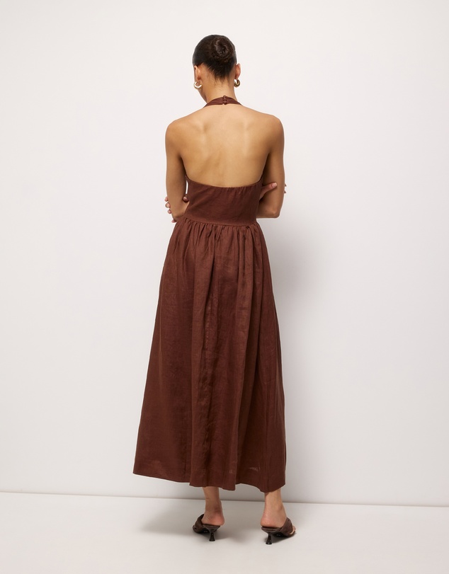 AERE - Esme Halter Linen Midi Dress