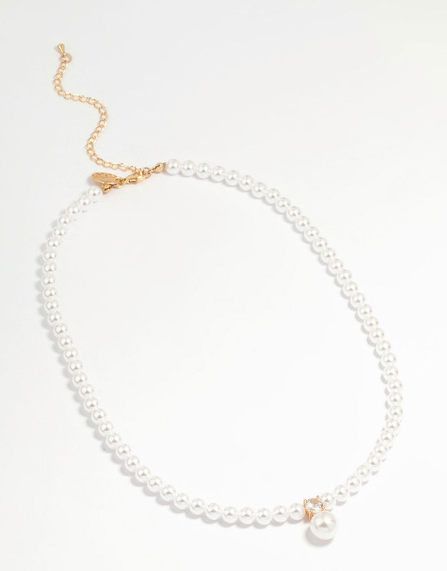 Lovisa - Gold Plated Pearl Cubic Zirconia Necklace