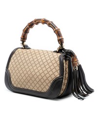 Pre-Loved by Azura Reborn - Pre-Loved Medium Diamante Canvas New Bamboo Satchel