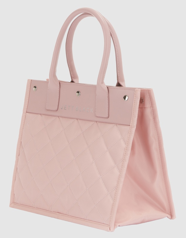 JETT BLACK - Rose Quartz Quilted Tote Pouch Set