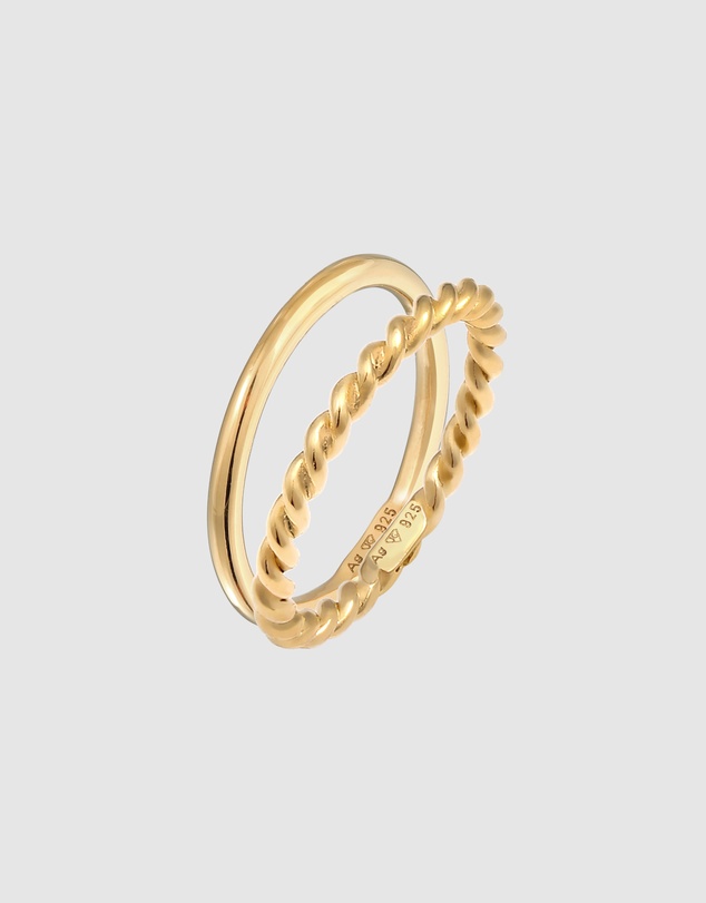 Elli Jewelry - Twisted Band Ring Set in Gold-Plated 925 Silver