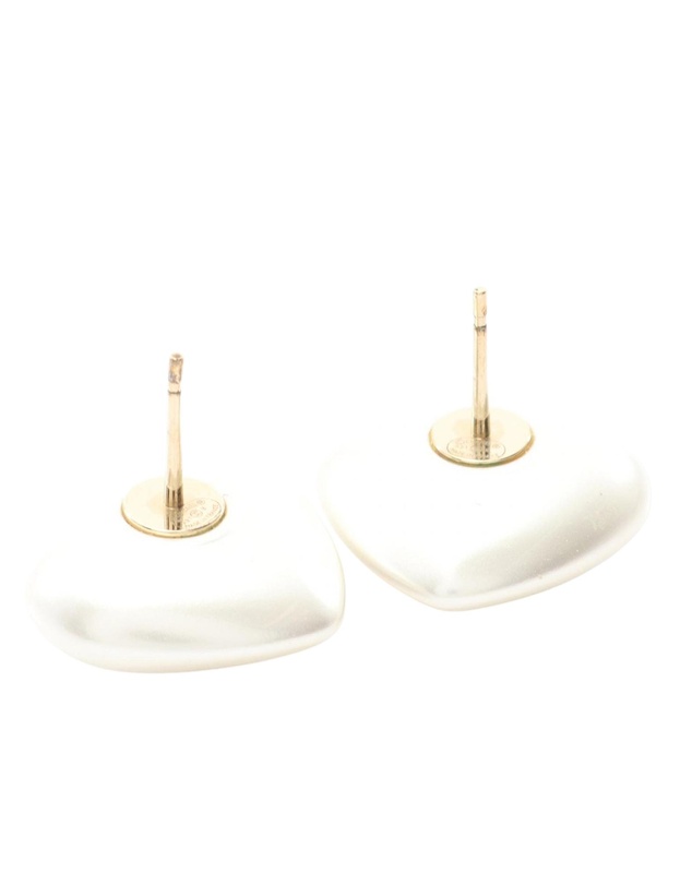 Pre-Loved by Azura Reborn - Pre-Loved CC Gold Plated Faux Pearl and Rhinestone Heart Earrings